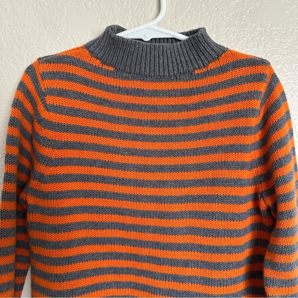 Mini Boden Kid's Cotton Knit Striped Orange and Gray Sweater Size 5-6Y - Picture 4 of 7